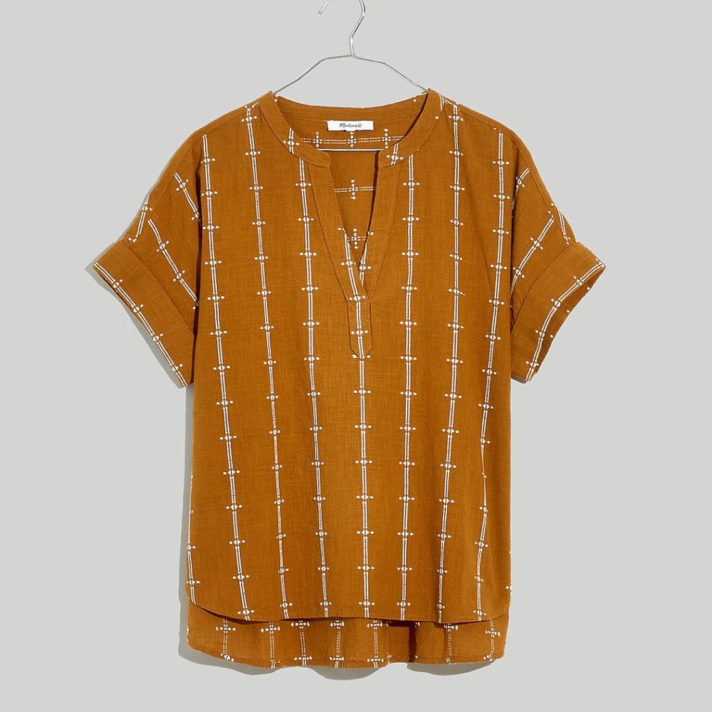 Madewell - Lakeline Popover Shirttail Top in Jacquard Stripe - Size XSmall